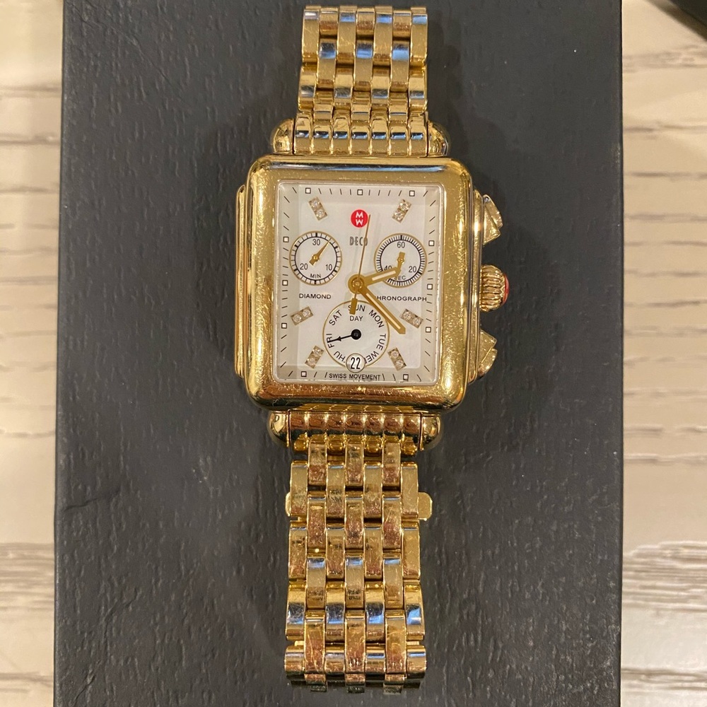 MICHELE Deco Gold Diamond & White Mother of Pearl